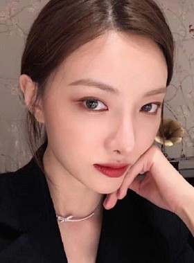 小众18k白金色ins微笑丝带蝴蝶结