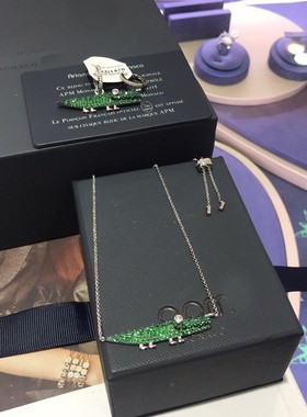 吊坠项链鳄鱼银色锆石可调节