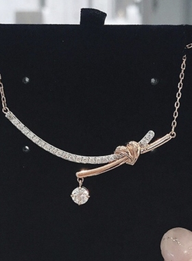 施家新款爱心扭结项链浪漫单钻