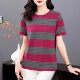 Summer Striped Loose Slim Mom ເສື້ອທີເຊີດແຂນສັ້ນ