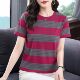 Summer Striped Loose Slim Mom ເສື້ອທີເຊີດແຂນສັ້ນ