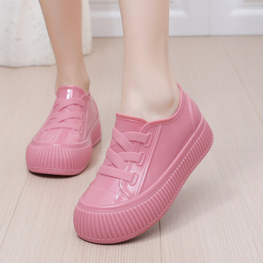 Thick bottom rain shoes for women's kitchen work shoes low top waterproof shoes