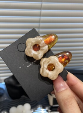 醋酸花朵侧边夹果冻可爱气质感碎发刘海发夹日韩ins风小边夹E0390
