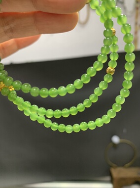 和田玉碧玉苹果绿过灯无结构4mm玉石项链女款礼物手链两戴550号
