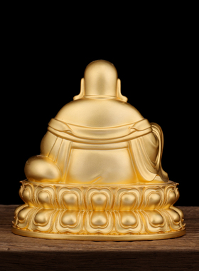 纯铜镀真金弥勒佛大肚笑佛像招财