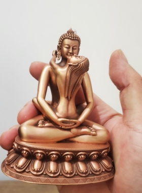 纯铜普贤王如来双身像精品佛像紫铜藏传密宗家居供奉车载摆件