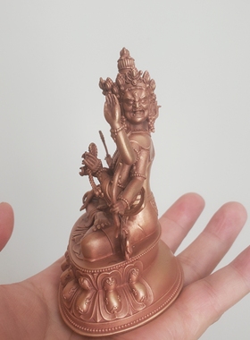 尼泊尔工艺藏传纯铜尊胜佛母紫铜三面八臂佛像家居供奉摆件