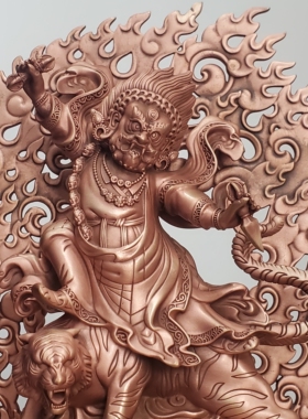 藏传纯铜愤怒莲师佛像莲花生大士菩萨家居供奉车载摆件