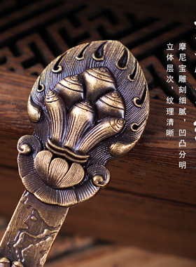 尼泊尔工艺纯铜烟供勺子水供财神