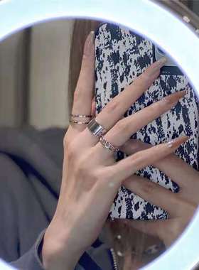 ins冷淡风戒指组合开口不掉色小