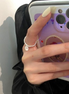 爱心弹力可调节月光石925纯银