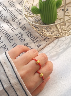 三星堆黄金面具戒指复古