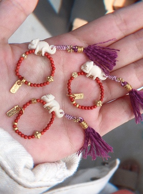 猛犸小众原创“吸亿”蜥蜴戒指天然南红玛瑙 大红大紫