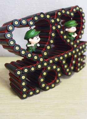 子弹壳工艺品手工线编弹壳摆件兵哥退伍军旅军恋礼物双心LOVE