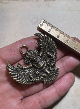 实心黄铜藏式随身护法神金翅大鹏鸟项链挂件吊坠男女饰品配饰配件