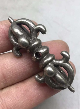 新款利马铜西藏五股金刚杵古朴复古白铜吊坠项链佛珠念珠配饰文玩