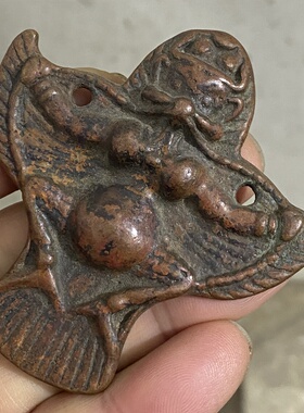 紫利马铜大鹏鸟背錾刻九宫八卦藏式大鹏金翅鸟纯铜牌腰牌挂件挂坠