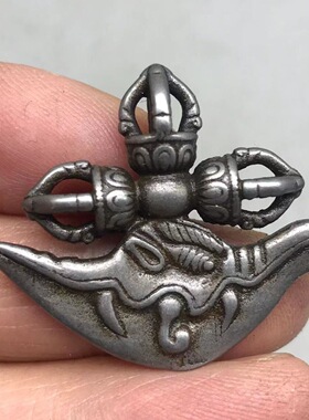 藏式天铁十字钺刀法器挂件吊坠文玩佛珠diy侧挂寒铁金刚杵配饰