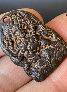 藏佛云铁黑六臂玛哈嘎拉菩萨挂件本命佛寒铁大黑天佛像牌吊坠托甲