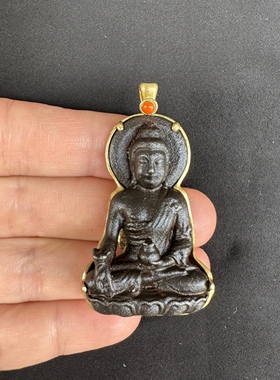 天铁托甲释迦摩尼佛像包铜边吊坠挂件西藏特色民族风文玩包挂车挂