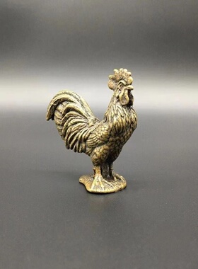 古玩铜器纯铜实心公鸡茶宠生肖金鸡一鸣惊人招财工艺品黄铜摆件