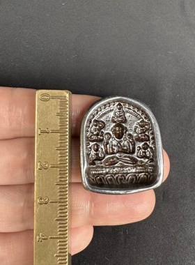 西藏尼泊尔天铁藏传复古寒铁四臂观音擦擦模利马铜佛像挂件吊饰