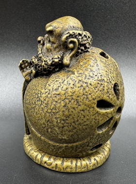 香炉禅意摆件纯铜达摩祖师镂空