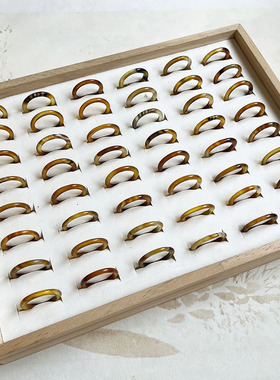 孤品复古戒指 天然咖啡色玛瑙玉石戒指 包邮男女小众指环花纹各异