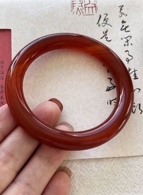 红色玉髓手镯女胖圆条本命年