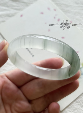 天然新疆天山翠玉手镯 半山半水飘花细圆条女款小手镯子 一物一图