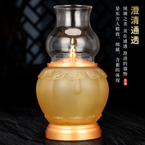 Glazed liquid ghee lamp long Ming lamp Buddha ex suo oil for lamp golden lotus oil lamp lamp with large number Buddha lamp Zen meaning