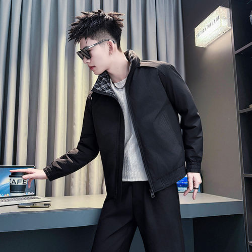 小号冬男装瘦小个子s号XS加小码155纯色棉服袄立领加厚棉衣外套男 - 图0