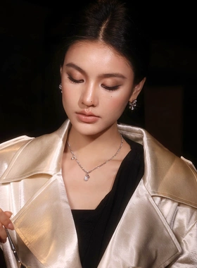 Boonee alus高级感水滴锆石项链女款春季搭配毛衣锁骨链2025新款