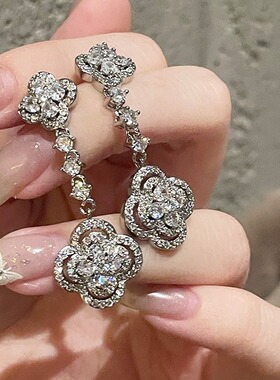 FRIDAY JEWELRY长款气质个性百搭轻奢满钻锆石流苏耳环耳饰银针