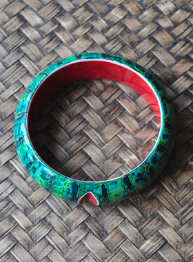 原创大漆手镯西瓜手镯