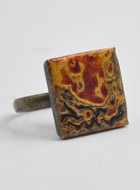 竞仙大漆螺钿戒指古铜古银漆艺戒指怀旧复古风福利款孤品