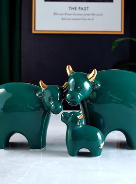 美式欧式陶瓷动物摆件大象厂家批发创意家居生肖牛摆件酒柜工艺品