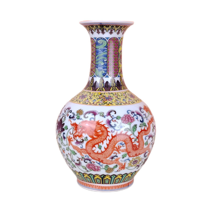 景德镇中式古典装饰礼品珐琅彩仿古龙凤花瓶家居客厅插花瓷器瓶子 - 图3