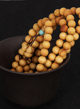 柏木素珠108颗念珠手链 顶珠加小葫芦 店景点佛珠厂家供应