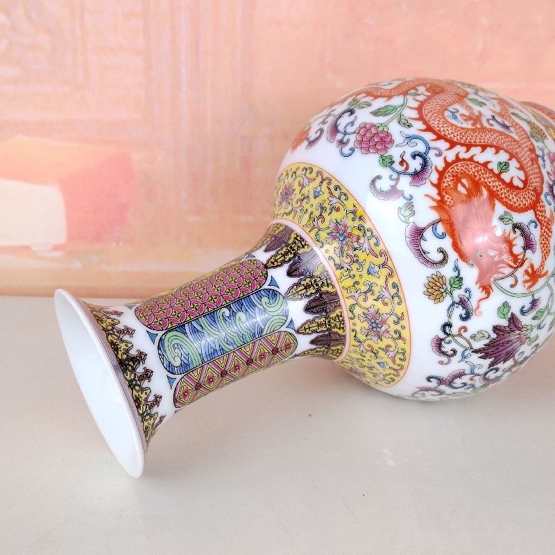 景德镇中式古典装饰礼品珐琅彩仿古龙凤花瓶家居客厅插花瓷器瓶子 - 图1