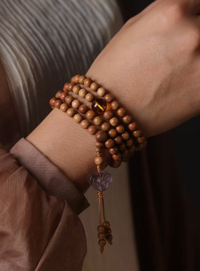 印度老山檀香DIY福云款手链规格6MM×108颗男女复古念珠厂家批发