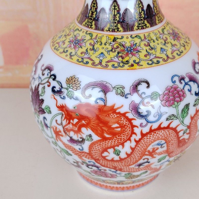 景德镇中式古典装饰礼品珐琅彩仿古龙凤花瓶家居客厅插花瓷器瓶子 - 图2