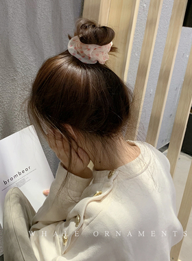 ins少女爱心网纱法式简约发圈