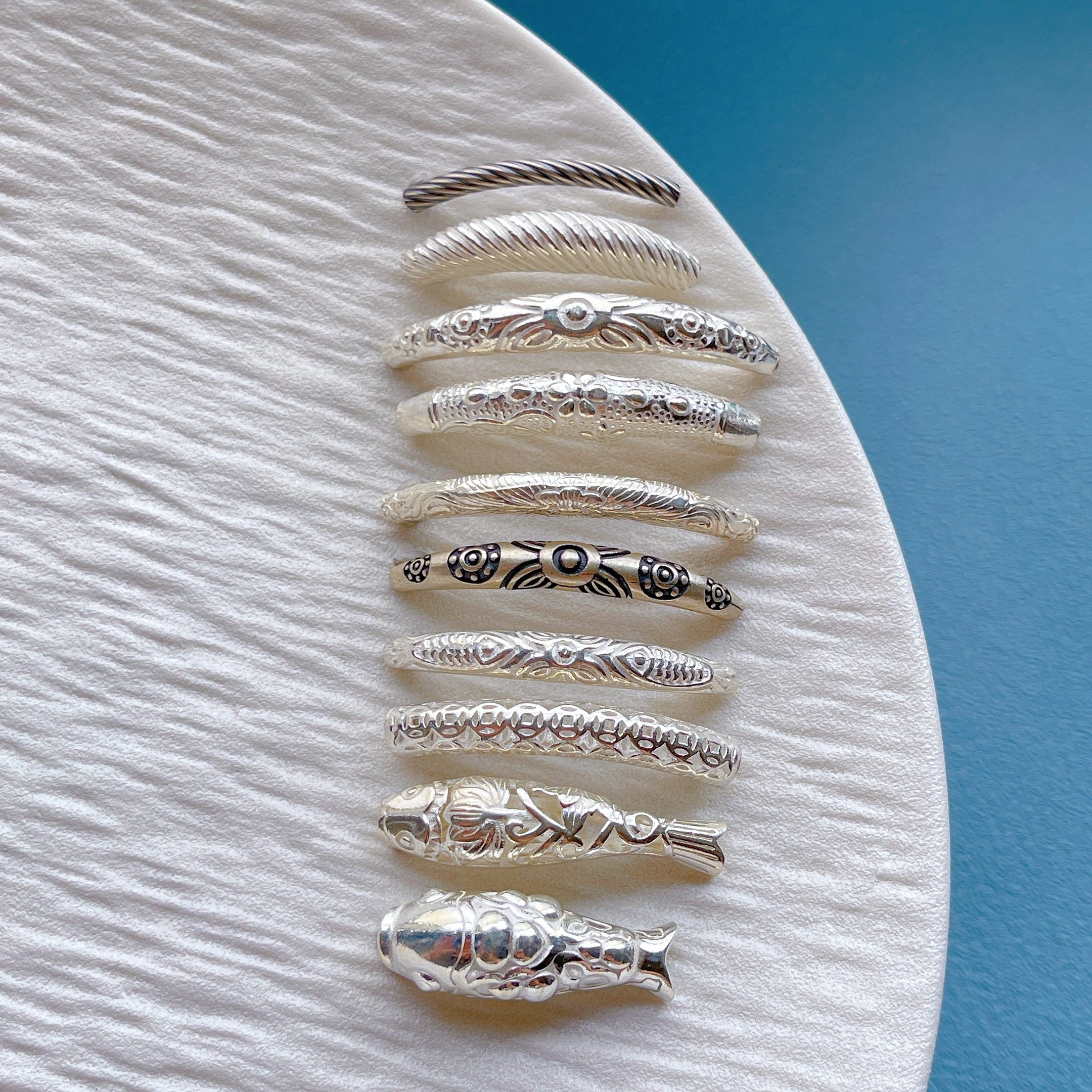 925纯银饰配件钱串锦鲤祥云小花锤纹麻花弯管隔珠手牌半镯diy配饰,淘宝优惠券,粉丝福利购,淘宝优惠卷