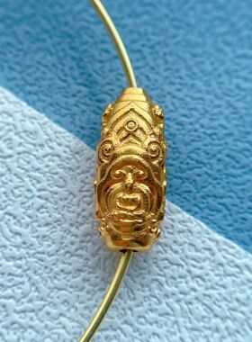古法金錾刻绿度母隔珠diy编绳子