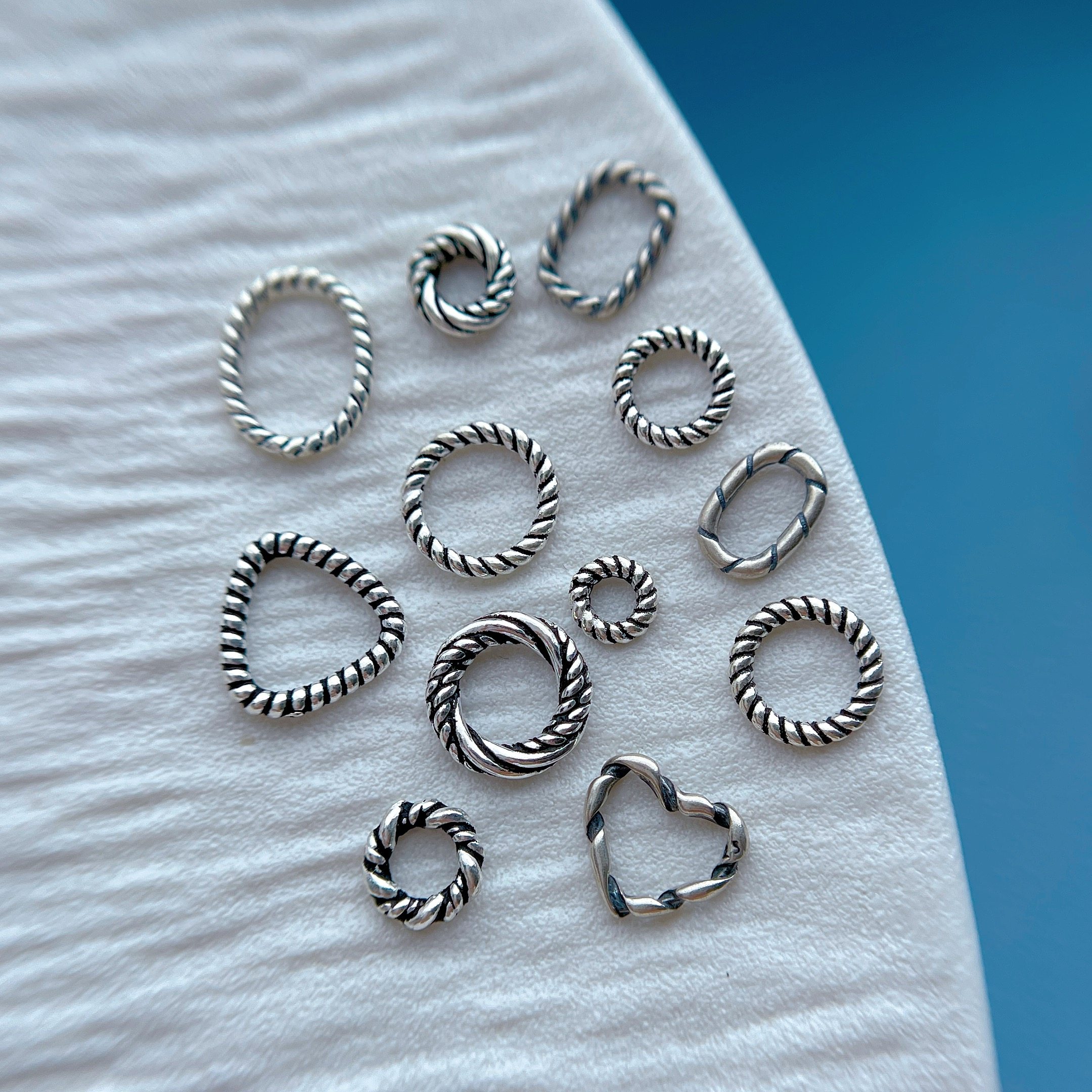 925纯银饰配件麻花锤纹手链隔珠隔片盘缠跑环连接环闭口圈diy配饰,淘宝优惠券,粉丝福利购,淘宝优惠卷