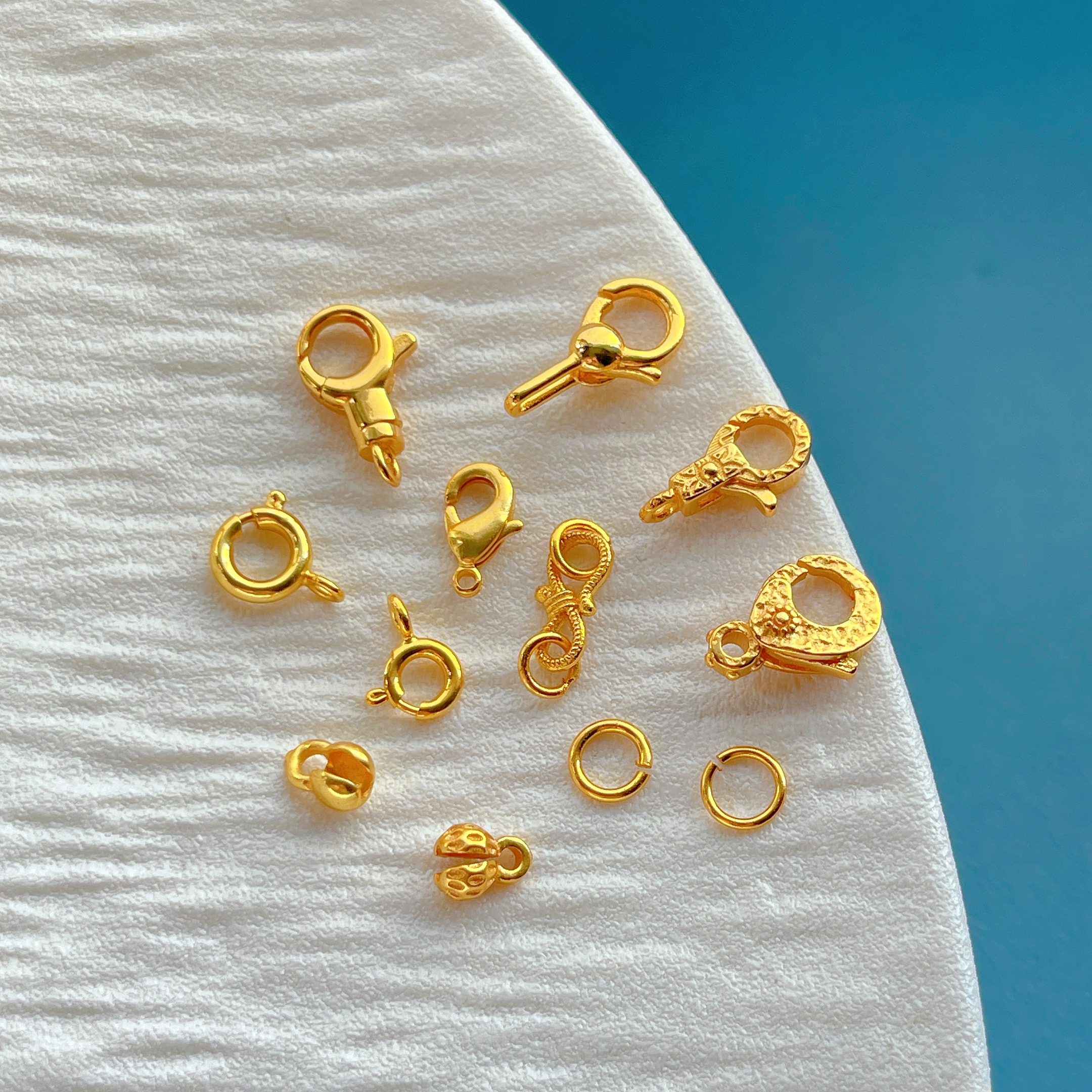 24K包金保色配件开口环弹簧扣龙虾扣S扣压襟纽扣diy手链项链编绳,淘宝优惠券,粉丝福利购,淘宝优惠卷