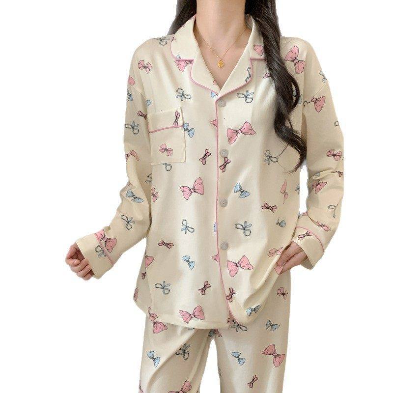 新款春秋季双长袖睡衣女开衫套装休闲卡通牛奶丝家居服女网红,淘宝优惠券,粉丝福利购,淘宝优惠卷