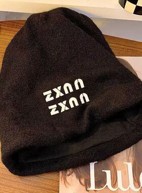 慵懒风灰色堆堆帽子女秋冬季日
