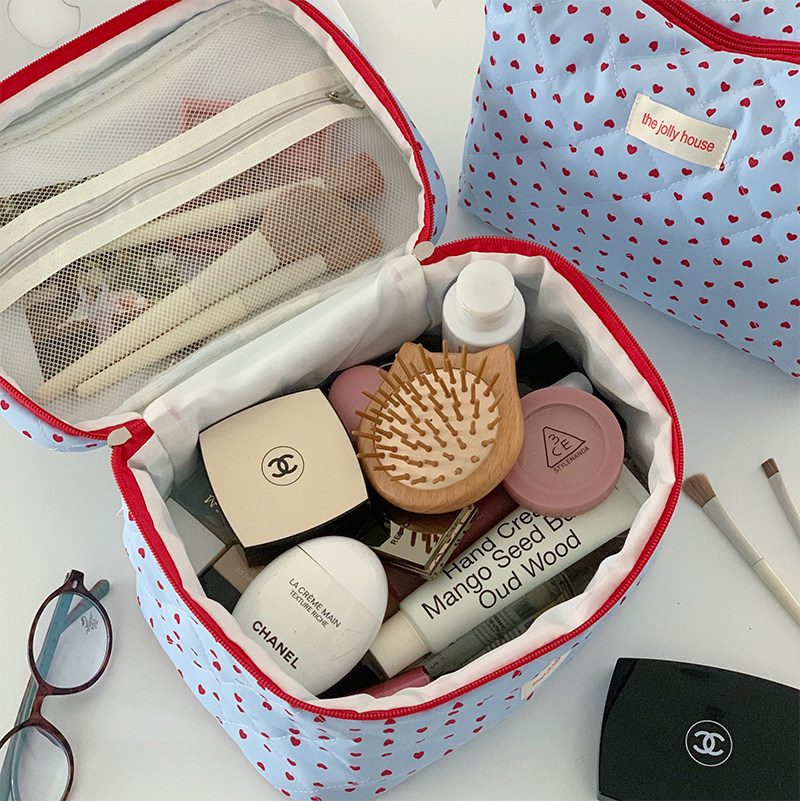 蓝色爱心化妆包女大容量手拿包2025新款化妆品便携包出差洗漱套装,淘宝优惠券,粉丝福利购,淘宝优惠卷